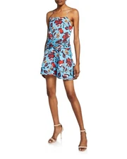 Derek Lam 10 Crosby Size 2 Floral Silk Cami Flounce Mini Dress Twist Waist