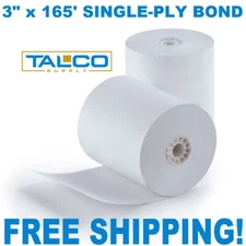 (50) 3" x 165' BOND POS RECEIPT PAPER ROLLS ~FAST FREE SHIPPING~