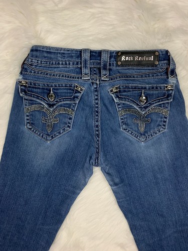 Rock Revival Elena Straight Blue Jeans 