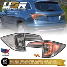 ALL CLEAR Rear 4 Pieces UPGRADE Tail Lights For 2016-2018 16-18 Honda Pilot SUV