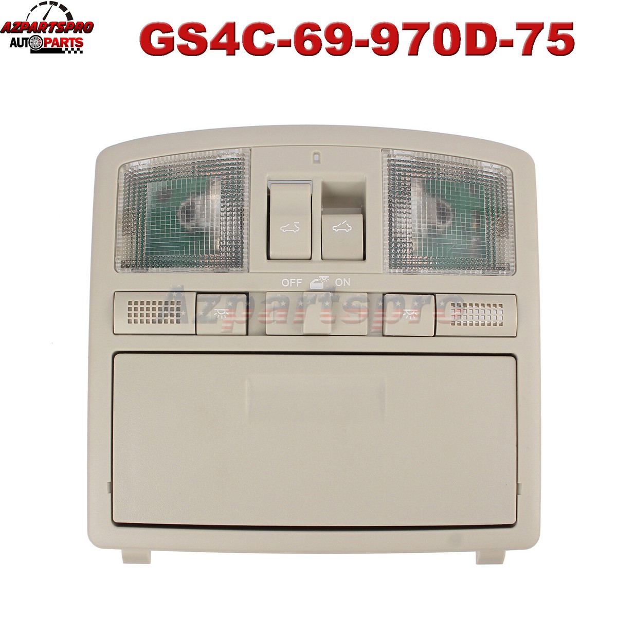 For 09-13 Mazda 6 w/Sunroof Gray OverHead Console W/ Down Light