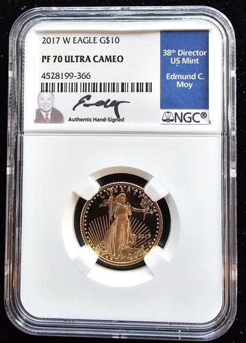 2017-W $10 1/4 oz Gold Eagle NGC PF 70 Ultra Cameo Edmund C. Moy Signed