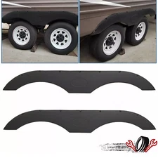 Pair Of Tandem Trailer Fenders Skirt In Black For RVs Campers And Trailers