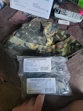 West German Army Flecktarn Camo Helmet Cover Snow Reversible +2 ACH Chin Straps