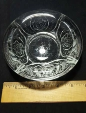 Vintage Glass Ashtray Rose Design KIG Indonesia 10 Heavy Round 6" roses