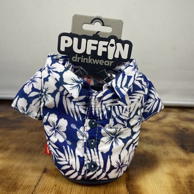 Puffin Drinkwear BLUE THE ALOHA Drink Can Koozie Holder NEW  insulated