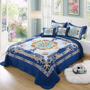 Qucover 100% Cotton Blue Floral Patchwork Bedspread Quilt ...