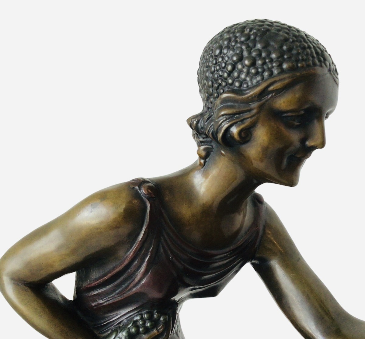 Demetre Chiparus Antique Bronze Marble Statue Girl with Parrot