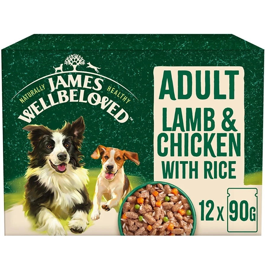 James Wellbeloved Adult Wet Dog Food Lamb,Chicken & Rice Gravy Pouch 12pk x 90g