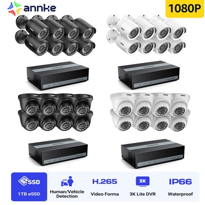 ANNKE 8CH 3K Lite 5in1 DVR 1TB 1080P CCTV Security Camera System Human Detection