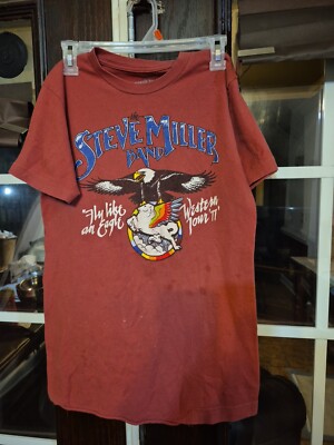 STEVE MILLER BAND Fly Like An Eagle  Western Tour '77 Red T-Shirt Small
