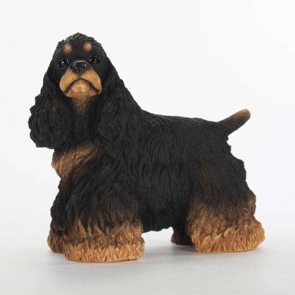 Cocker Spaniel Figurine Hand Painted Collectible Statue Black/Brown