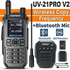 BaoFeng UV-21 Pro V2 Rechargeable Walkie Talkies Ham 2 Way Radio & Bluetooth Mic
