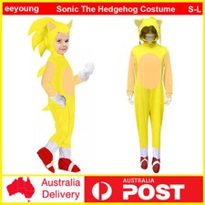 Kids Sonic The Hedgehog Yellow Cosplay Costume Boys Jumpsuit Book Week Outfits