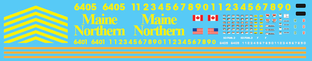HO Scale - Maine Northern SD70M-2 Locomotive Decals