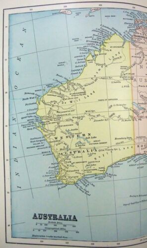 Australien - Original Karte von 1893 von Dodd Mead & Company. Antik - Bild 3 von 3