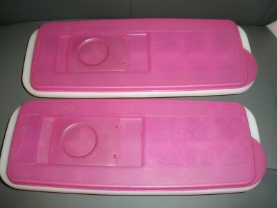 2 TUPPERWARE-PURE & FRESH COVERED ICECUBE TRAY-EASY FILL-NO SPILL-Purple (O43)