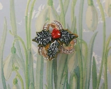 HOLLY & BERRIES SCARF RING Christmas Scarf Ring Festive Wedding HAND PAINTED    