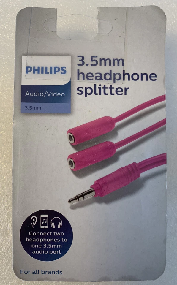 Philips 3.5mm Headphone Splitter Pink - Image 2 of 2