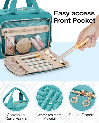 Toiletry Bag Hanging Travel Makeup Organizer with TSA Approved Transparent Cosme - Picture 3 of 7
