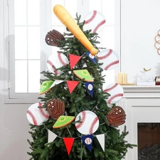 14pcs Baseball Christmas Tree Decoration Baseball Pick Garland Pennant Triang...