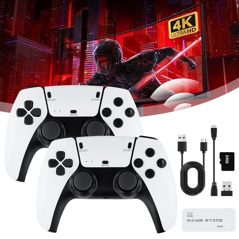 4K HDMI TV Video Game Stick Retro Gaming Console w/ 2 Wireless Controller 20000+
