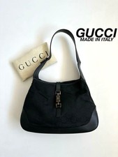 Gucci Jackie GG Hobo borsa a tracolla vintage nera nylon pelle donna #A570