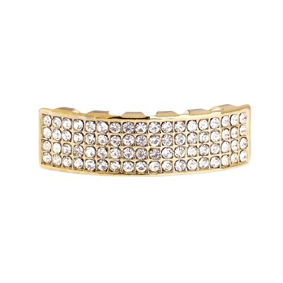One Size Fits All Bling Grillz - FOUR LINE BOTTOM - Gold