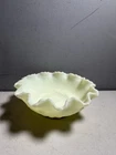 Vintage Fenton Lime Sherbert Custard Satin Green Glass Candy Dish Glows
