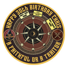 TRAITORS EDIBLE TRAITOR OR FAITHFUL ROUND ICING CAKE TOPPER - PERSONALISE