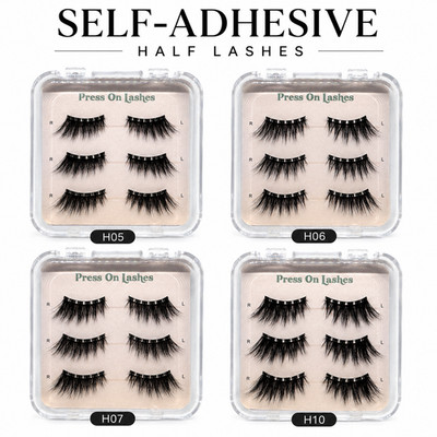 Pre Glued Half Lashes Press On Corner Eyelashes Selbstklebend Wispy Cat Eye 3D