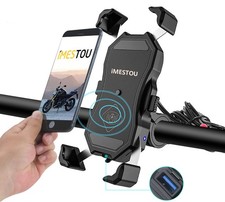 iMESTOU Motorcycle Phone Holder Wireless Charger and USB 3.0 Quick Charge Pho...