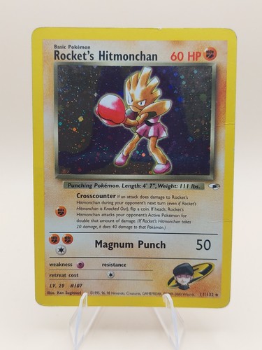 Rocket's Hitmonchan Gym Heroes Holo Rare No. 11/132 Pokemon - 2000 SWIRL