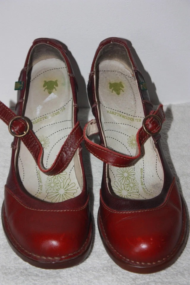 EL NATURALISTA Escarpins à Brides Cuir Bordeaux T 39 TBE - Photo 3/4