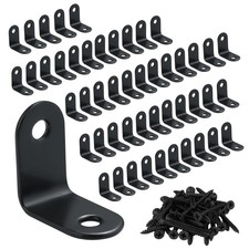 50PCS Black Small L Bracket Corner Brace for Wood Furniture, Stainless Steel, 1.