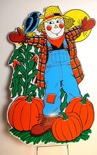 1996 Scarecrow Thanksgiving, Halloween Lawn Yard Decor Sign, Color Clings