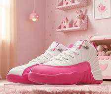 NEW Jordan 12 Retro 'Vivid Pink' Kids Size US 8C-3Y