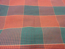 RED GREEN COTTON BLEND PLAID FABRIC REMNANT 44" W x 136" L