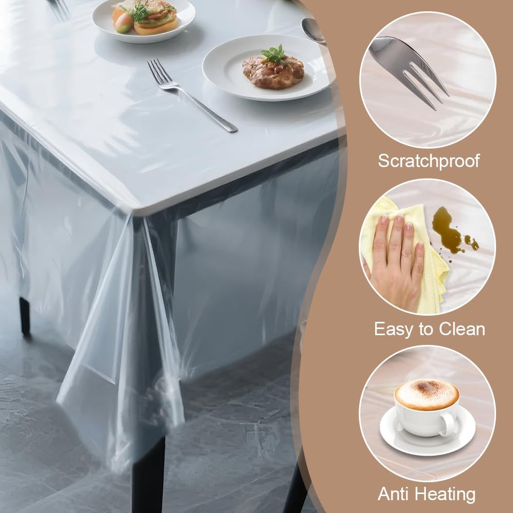 Nappe transparente en PVC de 0,13 mm pour table rectangulaire - 3