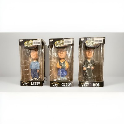NECA Head Knockers Three Stooges Bobbleheads Larry Curly Moe 3-Pack Plastic