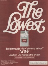 1980 Vintage Print Ad Now Cigarettes The Lowest Less Than 0.01mg Tar