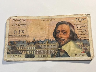 Billet France 10 Nouveaux Francs Richelieu 2-2-1961 (190-18/A2-4) - Photo 1/2