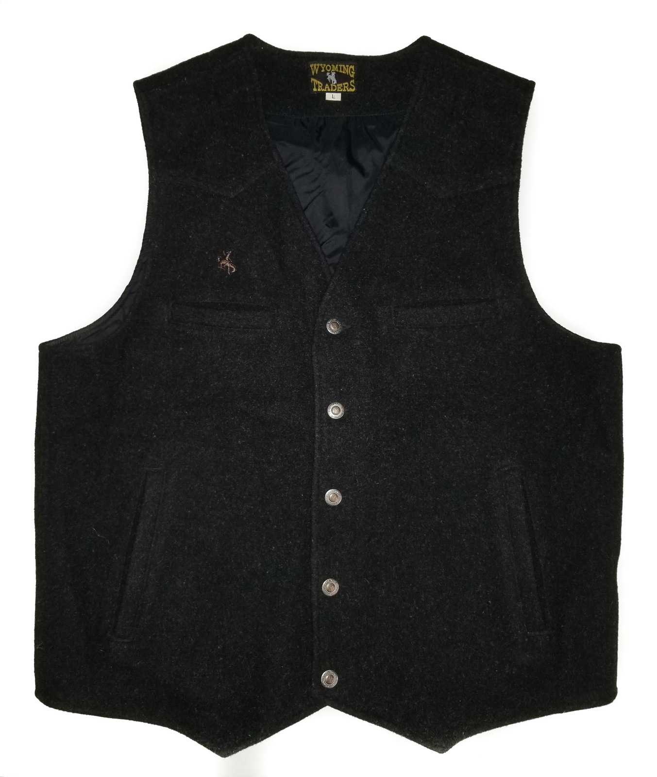 Wyoming Traders Vest BLACK Wool Western Rancher Rodeo Cowboy Mens NEW Lg