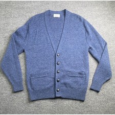 J.J. Cochran Cardigan Men Large Blue Wool Blend Button Front Vintage USA Made