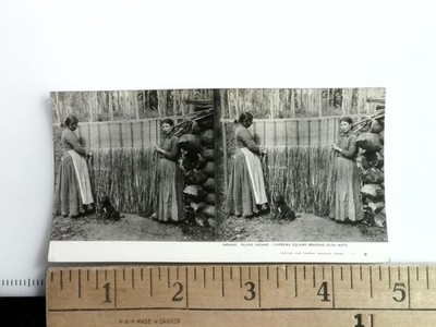 Chippewa Indians Braiding Rush Mats Stereoview Keystone View Co. 1933 USA