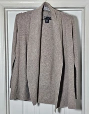 C By Bloomingdale's Sweater Womens Small Beige Cashmere Open Front Cardigan NWT