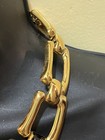 Necklace Enamel Black Lucite Cabochon Chunky Collar Goldtone Statement Fashion  — photo 8
