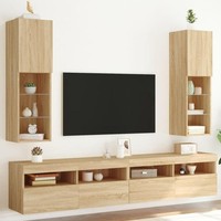 Tv-Schr?Nke Mit Led-Leuchten 2 Stk. Sonoma-Eiche 30,5X30X102 Cm