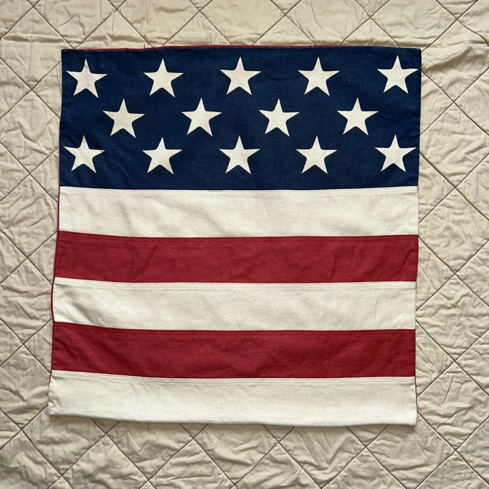 "Funda almohada Pottery Barn estrellas y rayas bandera americana patriótica 24x24""" Foto 2 de 4