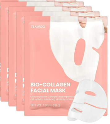 Bio Collagen Facial Mask 4PC Hydrogel Overnight Face Mask Korean Skincare Glass